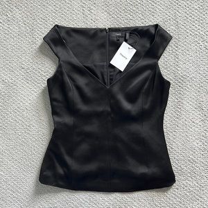 Black Theory crepe satin sleeveless v neck top.